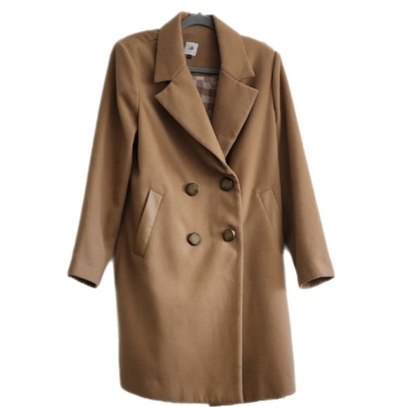 Cabi Camel Wool Blend Coat Double Breasted Classic Knee Length - Picture 4 of 10